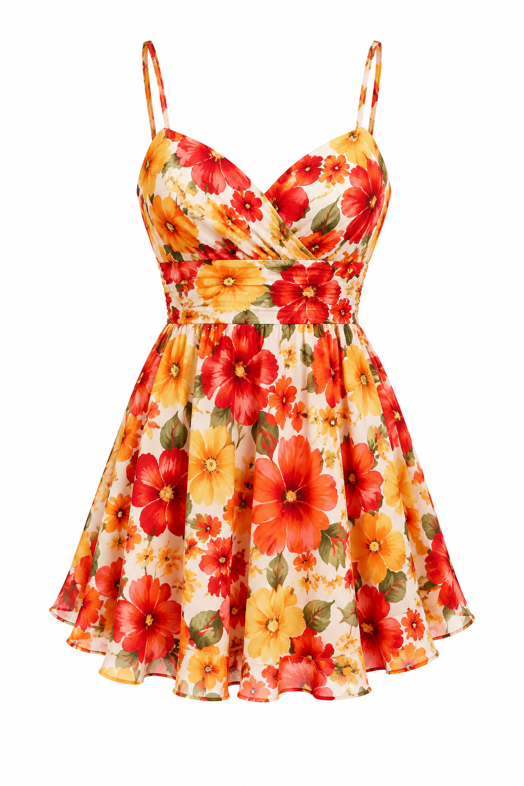 Vestido Floral Vibrante Acima do Joelho